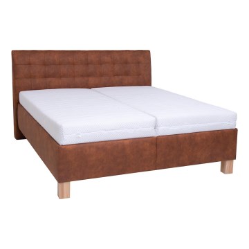 Cama almofadada com espaço de armazenamento sem colchão VIOLET 160x200 cm conhaque castanho