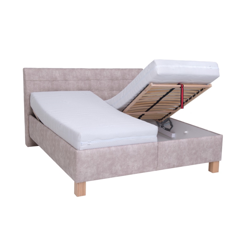 Cama almofadada com espaço de armazenamento sem colchão VIOLET 180x200 cm bege