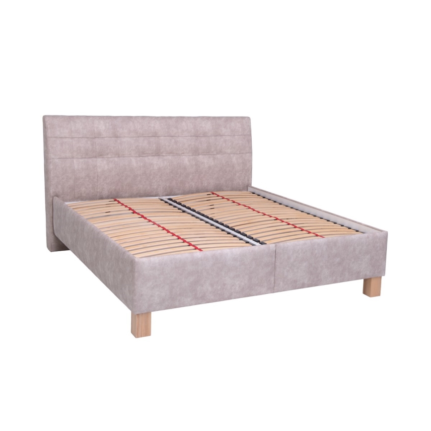 Cama almofadada com espaço de armazenamento sem colchão VIOLET 180x200 cm bege