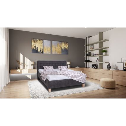 Cama almofadada com espaço de armazenamento sem colchão VIOLET 180x200 cm cinzento escuro