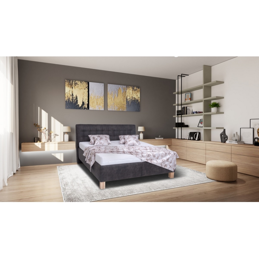 Cama almofadada com espaço de armazenamento sem colchão VIOLET 180x200 cm cinzento escuro