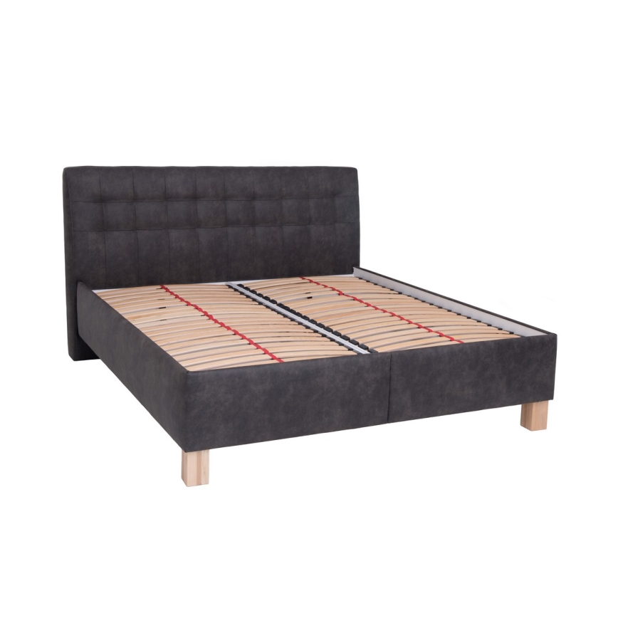 Cama almofadada com espaço de armazenamento sem colchão VIOLET 180x200 cm cinzento escuro