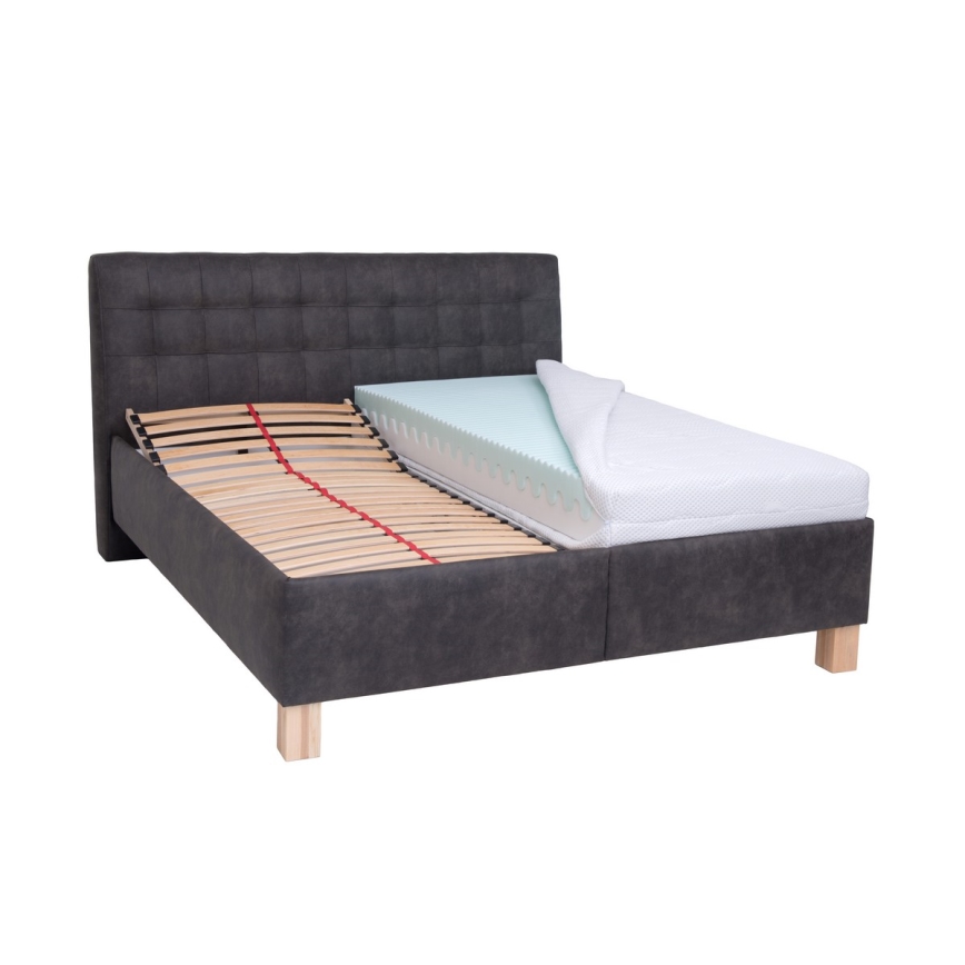 Cama almofadada com espaço de armazenamento sem colchão VIOLET 180x200 cm cinzento escuro