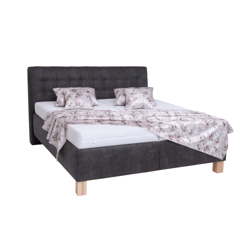 Cama almofadada com espaço de armazenamento sem colchão VIOLET 180x200 cm cinzento escuro
