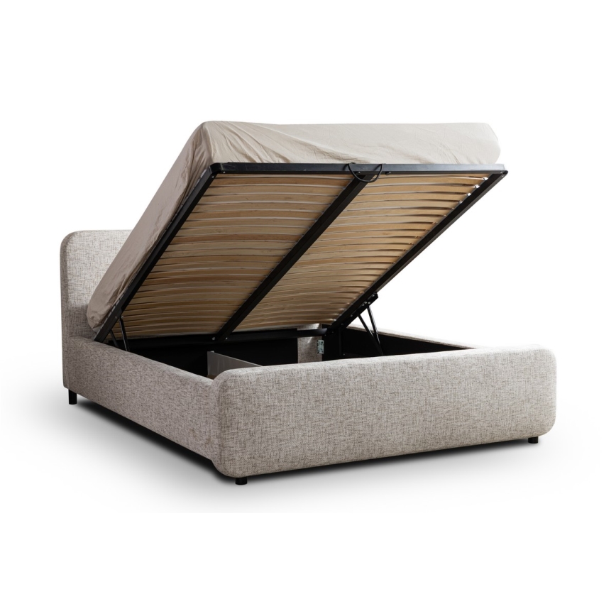 Cama almofadada sem colchão LAJLA 160x200 cm bege