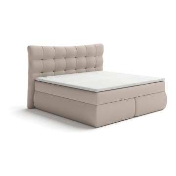 Cama box com colchões e topper SOFIA 180x200 cm bege