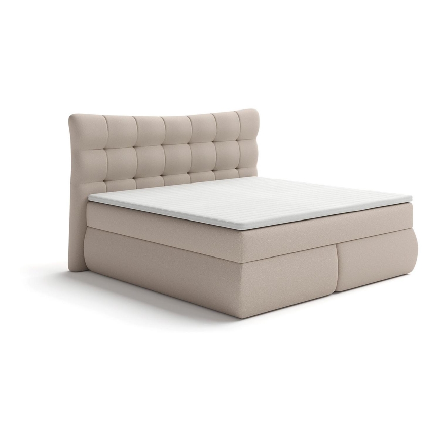 Cama box com colchões e topper SOFIA 180x200 cm bege