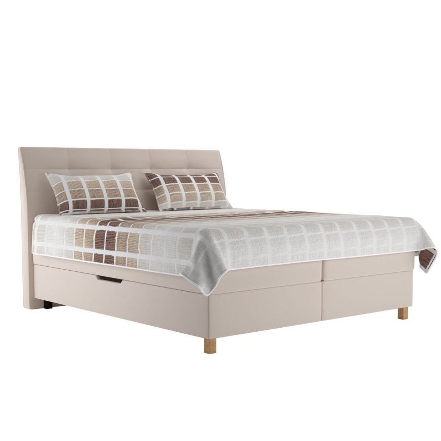 Cama boxspring com colchão BEA 160x200 cm bege