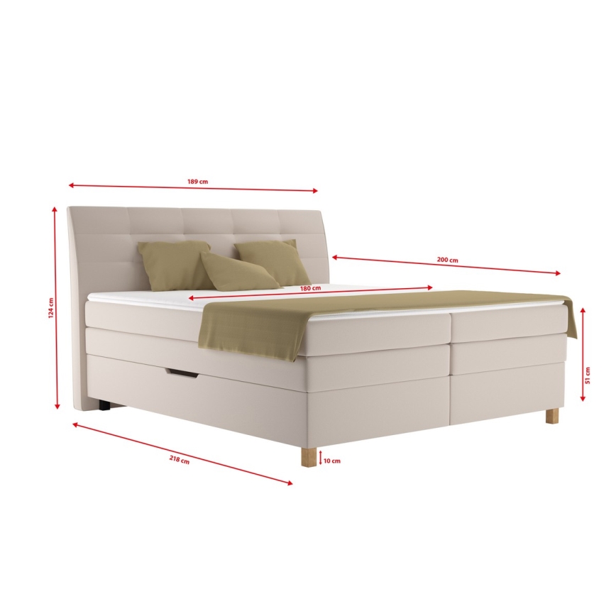 Cama boxspring com colchão BEA 180x200 cm bege