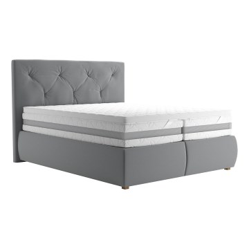 Cama boxspring com colchão e topper ELEN 160x200 cm cinza