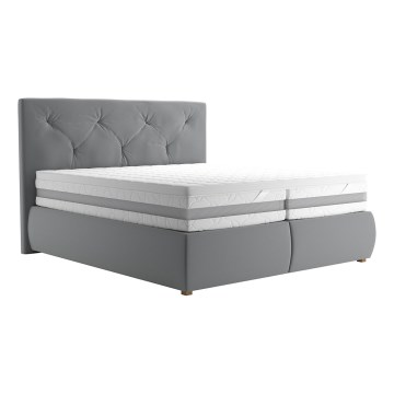Cama boxspring com colchão e topper ELEN 180x200 cm cinza
