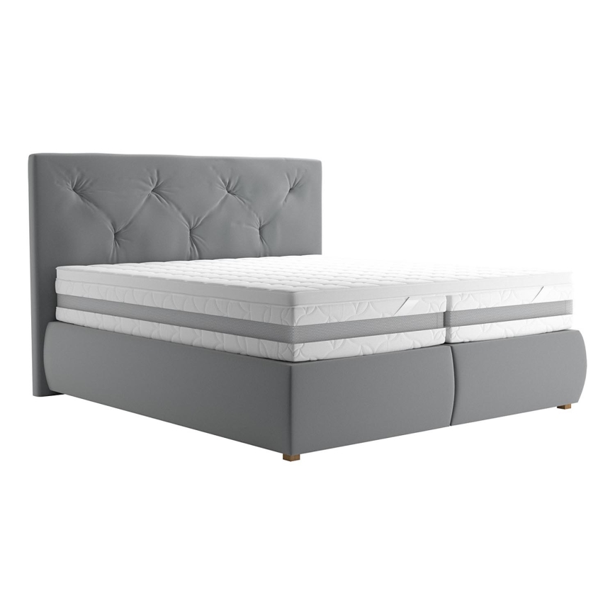 Cama boxspring com colchão e topper ELEN 180x200 cm cinza