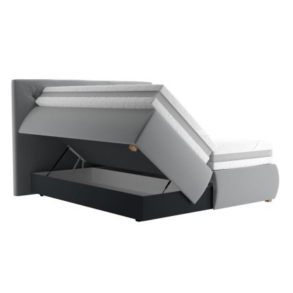 Cama boxspring com colchão e topper ELEN 160x200 cm cinza