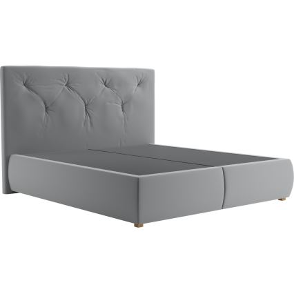 Cama boxspring com colchão e topper ELEN 160x200 cm cinza