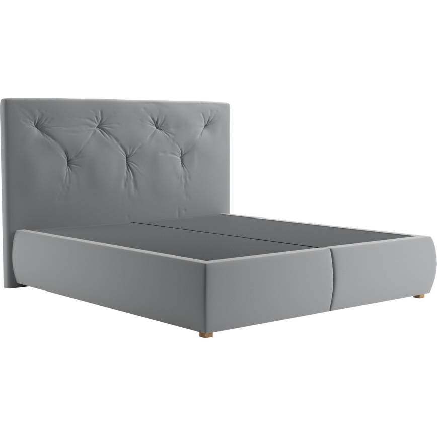 Cama boxspring com colchão e topper ELEN 160x200 cm cinza