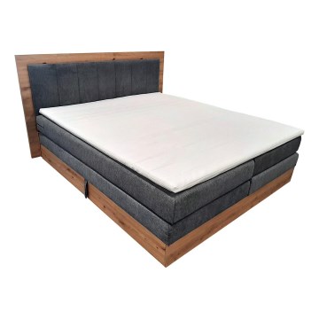 Cama boxspring JASMINE 180x200 cm com colchões, sobrecolchão e espaço de arrumação, cinzenta