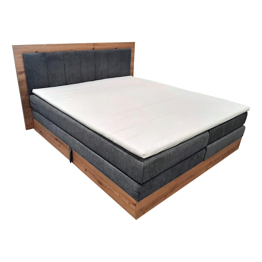 Cama boxspring JASMINE 180x200 cm com colchões, sobrecolchão e espaço de arrumação, cinzenta