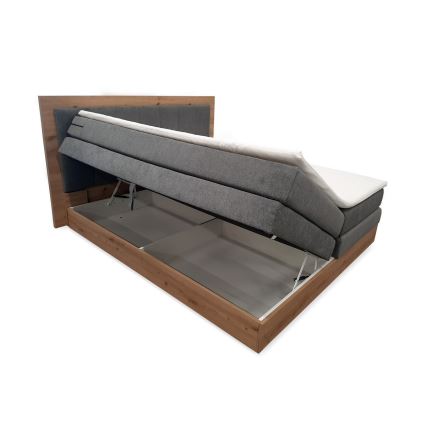 Cama boxspring JASMINE 180x200 cm com colchões, sobrecolchão e espaço de arrumação, cinzenta