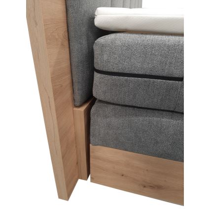 Cama boxspring JASMINE 180x200 cm com colchões, sobrecolchão e espaço de arrumação, cinzenta
