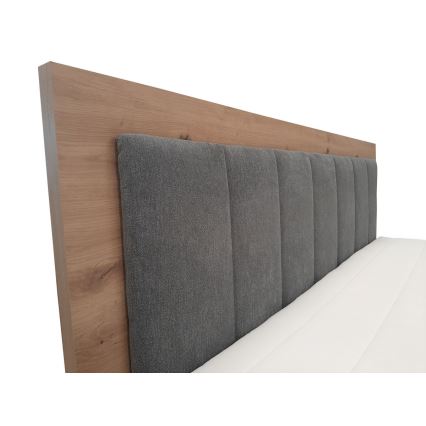 Cama boxspring JASMINE 180x200 cm com colchões, sobrecolchão e espaço de arrumação, cinzenta