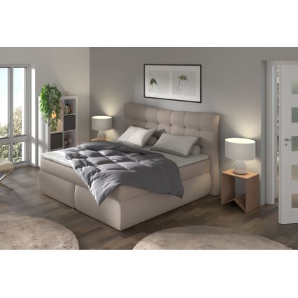 Cama box com colchões e topper SOFIA 180x200 cm bege