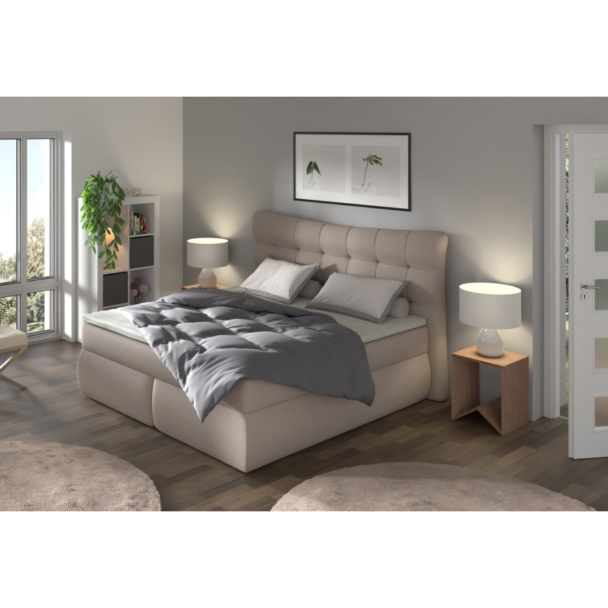 Cama box com colchões e topper SOFIA 180x200 cm bege