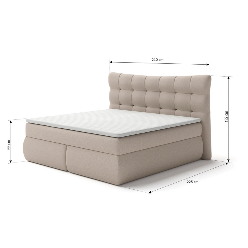 Cama box com colchões e topper SOFIA 180x200 cm bege