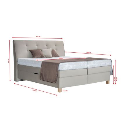 Cama com colchão de molas BEA 160x200 cm bege