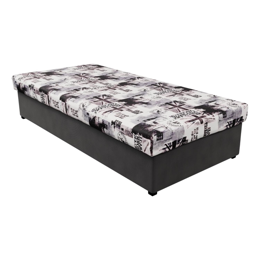 Cama com colchão de molas e espaço de arrumação NOE 90x200 cinzento/preto