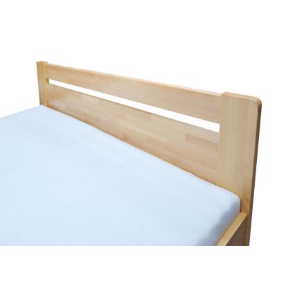 Cama de casal com estrado de ripas e espaço de arrumação feita de madeira maciça AMARA 180x200 cm faia
