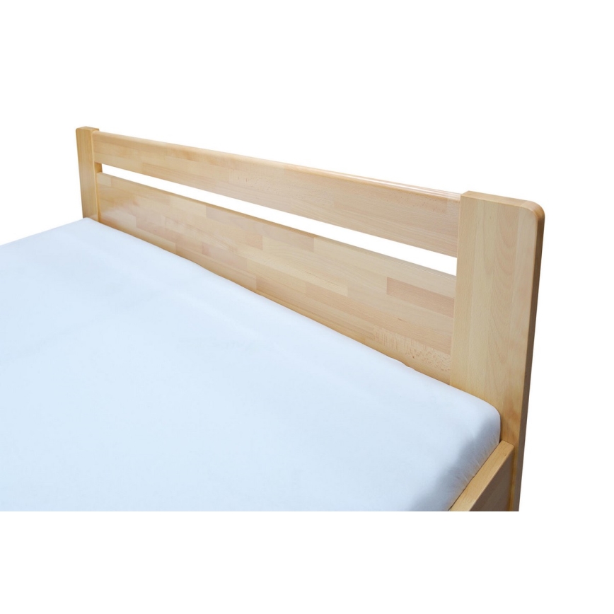 Cama de casal com estrado de ripas e espaço de arrumação feita de madeira maciça AMARA 180x200 cm faia
