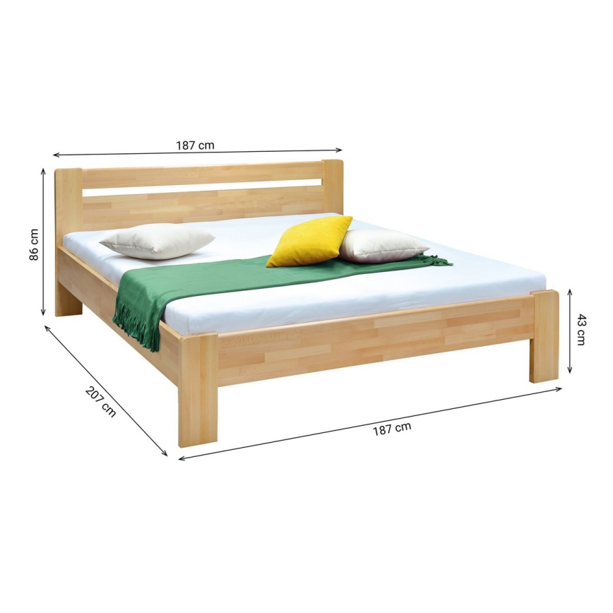Cama de casal feita de madeira maciça AMARA 180x200 cm faia