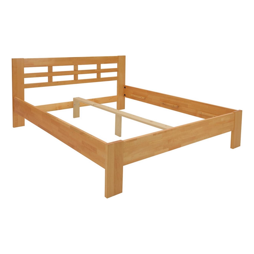 Cama de casal feita de madeira maciça ANGELA 180x200 cm nogueira iluminação