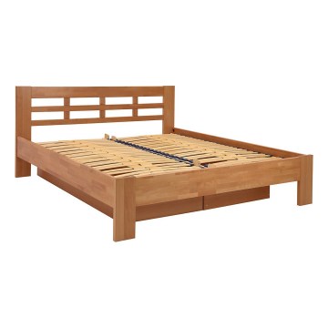 Cama de casal feita de madeira maciça com espaço de armazenamento ANGELA 180x200 cm ameixa