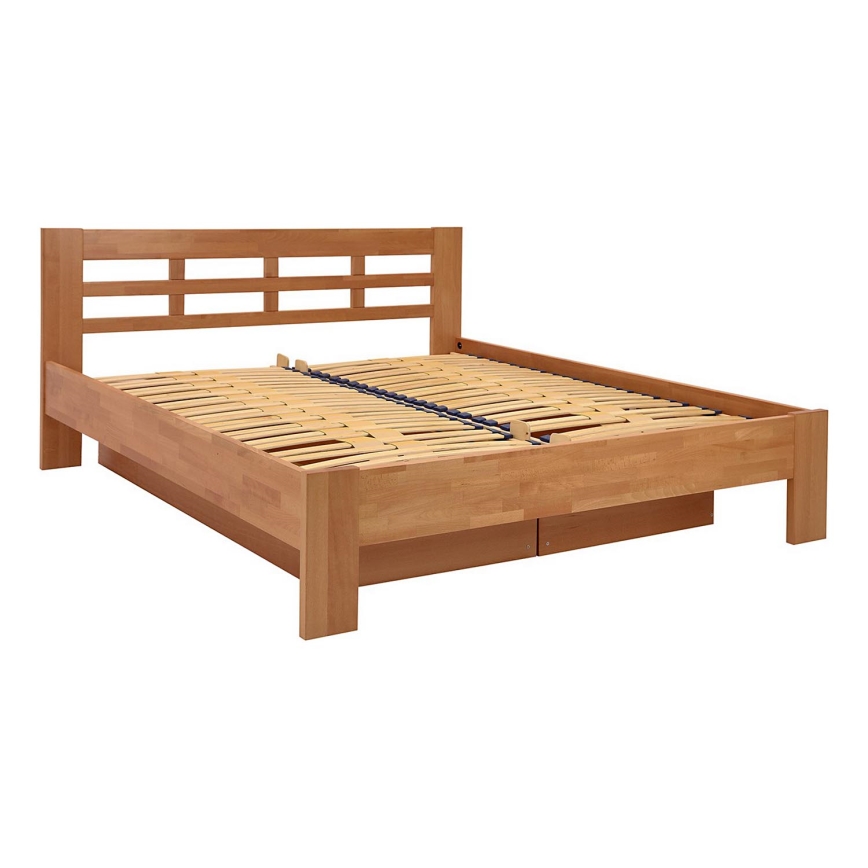 Cama de casal feita de madeira maciça com espaço de armazenamento ANGELA 180x200 cm ameixa