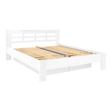Cama de casal feita de madeira maciça com espaço de armazenamento ANGELA 180x200 cm branco