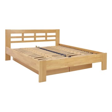 Cama de casal feita de madeira maciça com espaço de armazenamento ANGELA 180x200 cm faia
