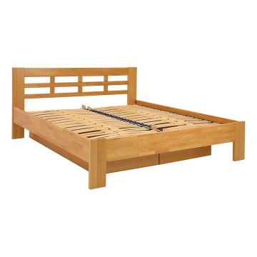 Cama de casal feita de madeira maciça com espaço de armazenamento ANGELA 180x200 cm nogueira iluminação