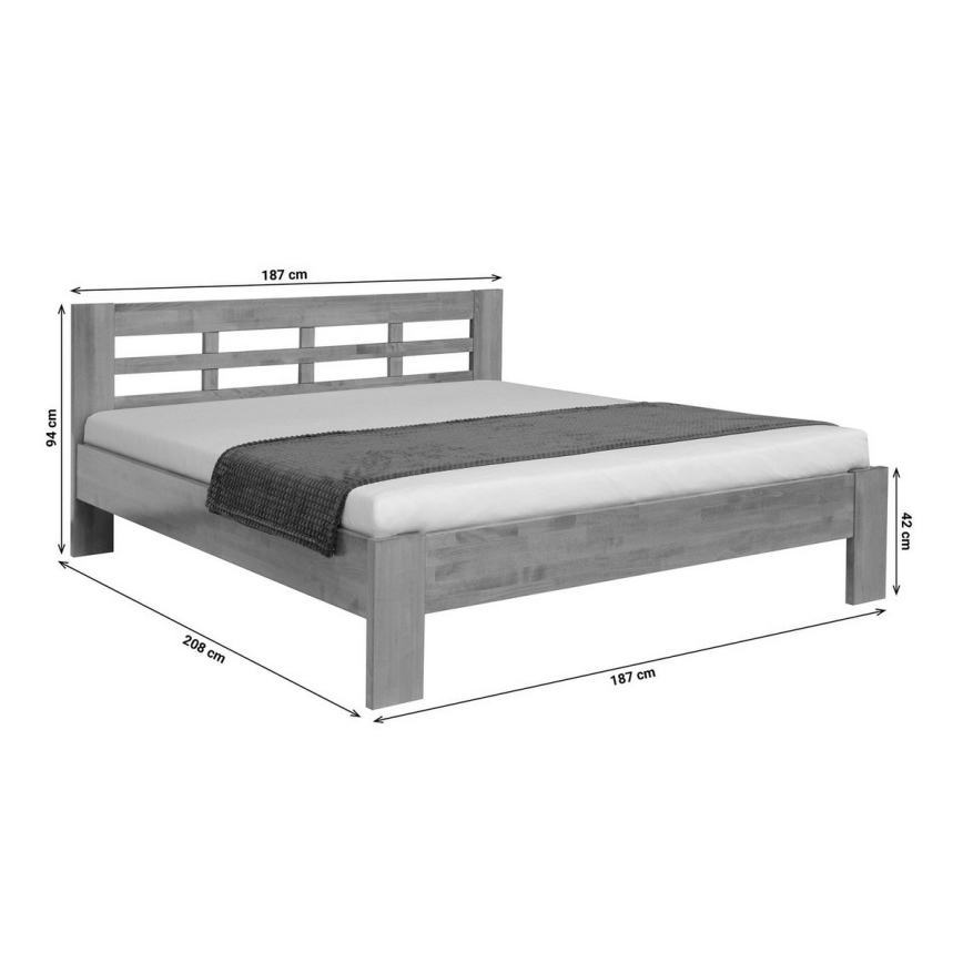 Cama de casal feita em madeira maciça ANGELA 180x200 cm faia