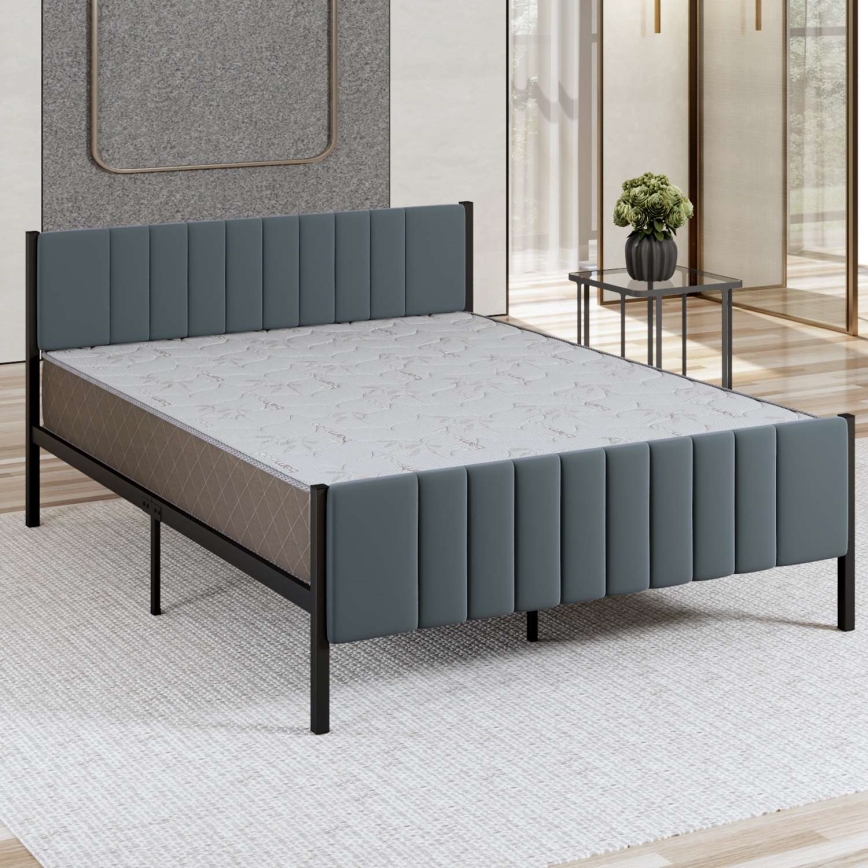 Cama de casal metálica LUNOR 160x200 cm antracite, suporta até 200 kg