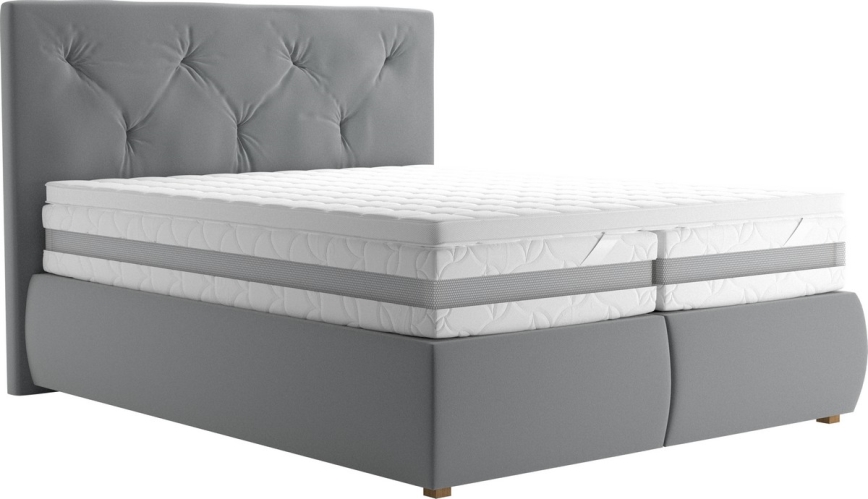 Cama de molas com colchão e cobertura ELEN 160x200 cm cinzento