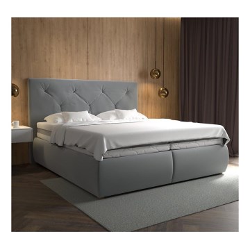 Cama de molas com colchão e cobertura ELEN 180x200 cm cinzento