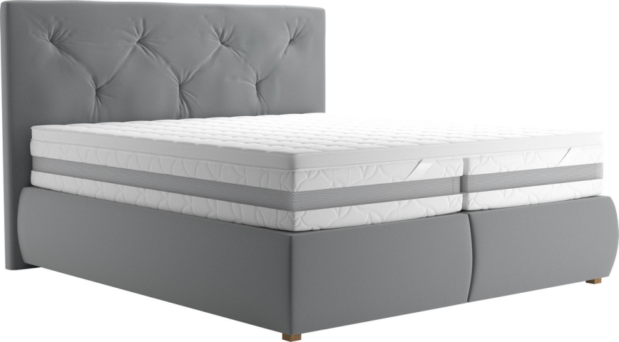 Cama de molas com colchão e cobertura ELEN 180x200 cm cinzento