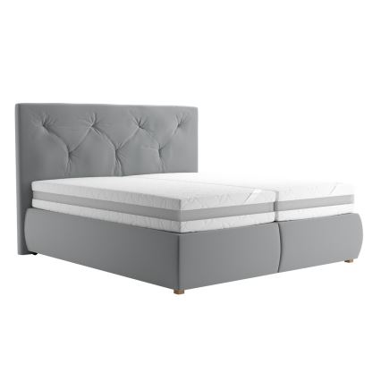 Cama de molas com colchão e cobertura ELEN 180x200 cm cinzento