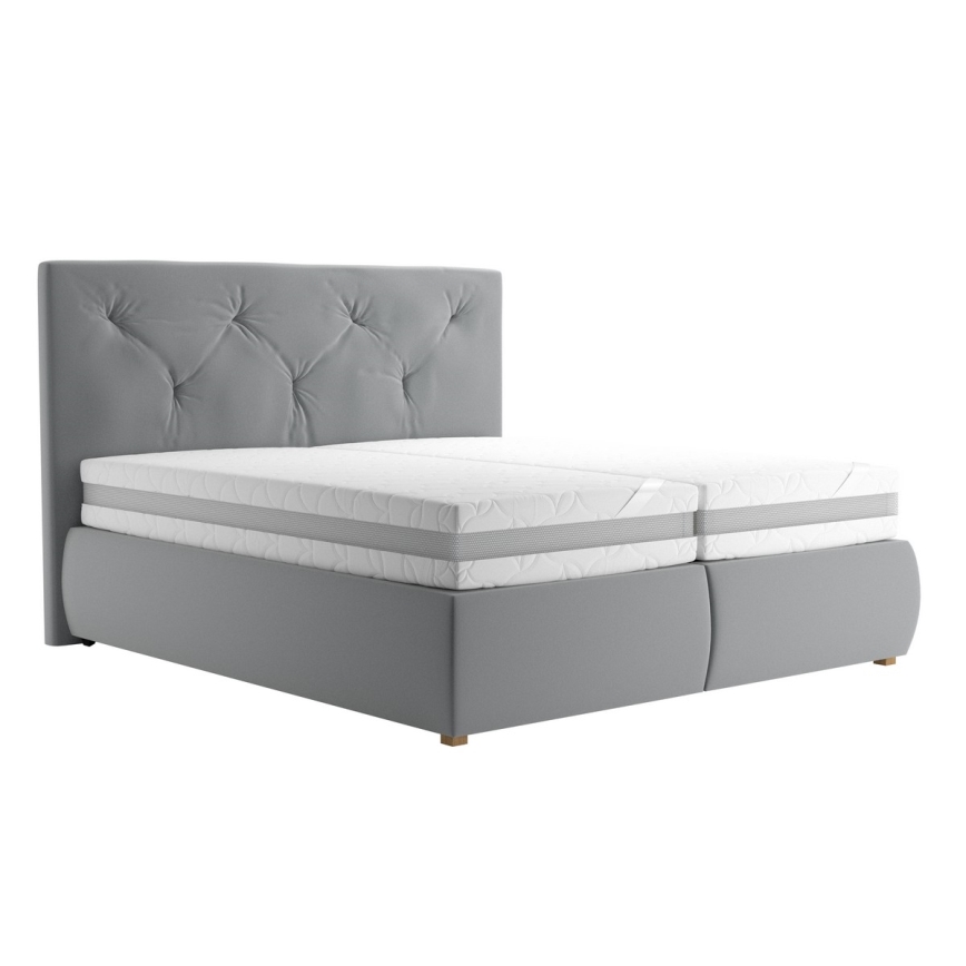 Cama de molas com colchão e cobertura ELEN 180x200 cm cinzento