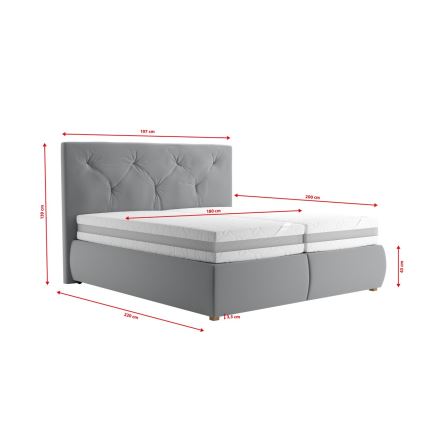 Cama de molas com colchão e cobertura ELEN 180x200 cm cinzento