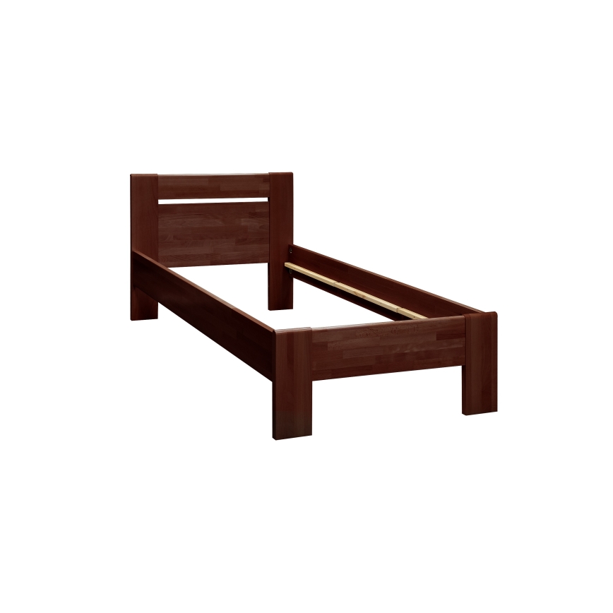 Cama de solteiro AMBER 90x200 cm nogueira escura
