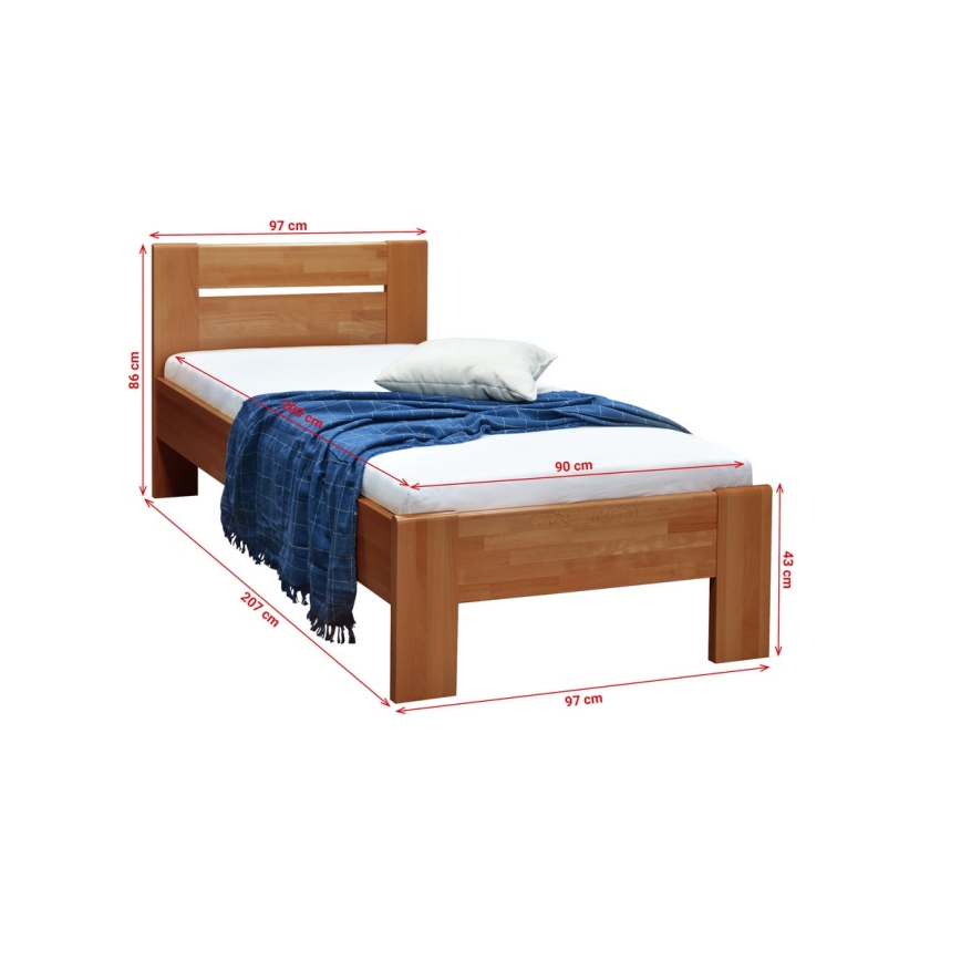 Cama de solteiro AMBER 90x200 cm nogueira