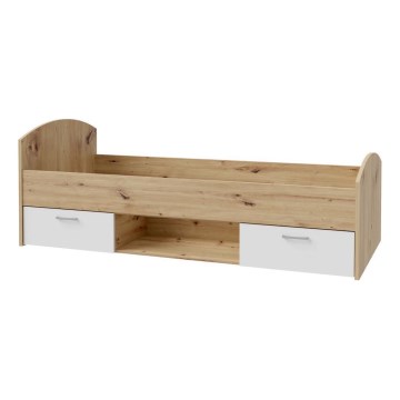 Cama de solteiro com espaço de arrumação URO 90x200 cm carvalho artisan/branca