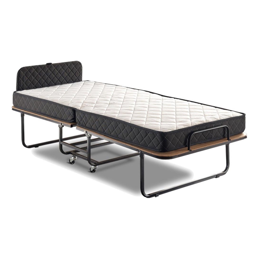 Cama de solteiro dobrável metálica HERON 90x204 cm, branca, suporta até 120 kg